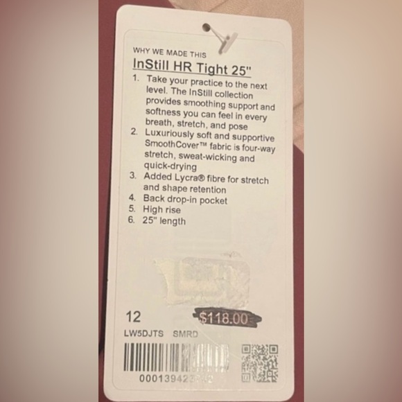 NWT Lululemon Instill HR Leggings - 12 - Picture 8 of 9